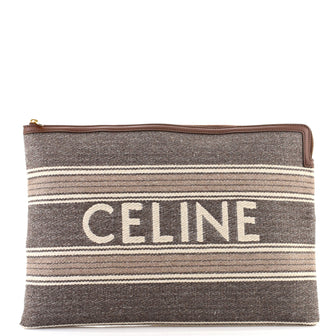 Celine Logo Zip Pouch Jacquard Large