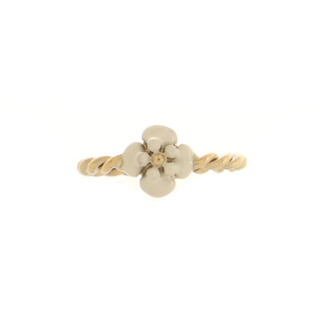 Chanel Vintage Camellia Braided Ring Metal with Enamel