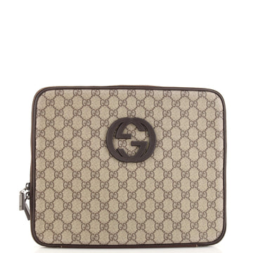 Gucci Interlocking GG Zip Around Computer Case GG Coated Canvas Medium