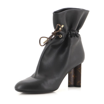 Louis Vuitton Women's Silhouette Drawstring Ankle Boots Leather and Monogram Canvas