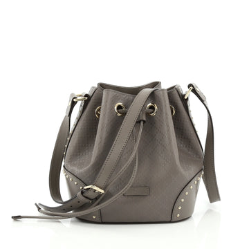 Gucci Bright Bucket Bag Diamante Leather Small gray