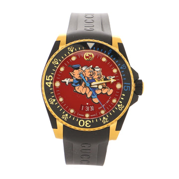 Gucci Disney Three Little Pigs Quartz Dive Watch Stainless Steel and Rubber 40