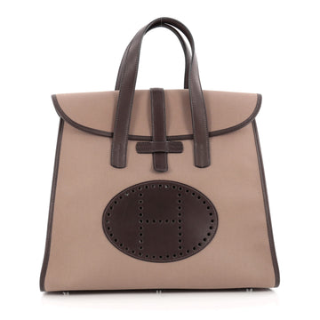 Hermes Feu2Dou Tote Canvas and Leather