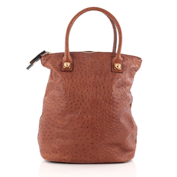 Chloe Hedda Tote Ostrich Embossed Leather Large