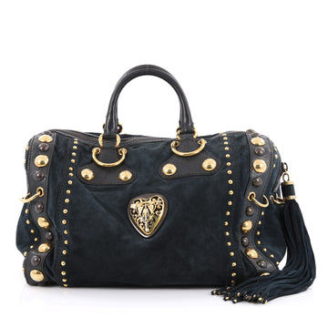 Gucci Babouska Boston Bag Suede Large blue