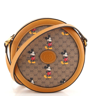Gucci Disney Mickey Mouse Round Shoulder Bag Printed Mini GG Coated Canvas