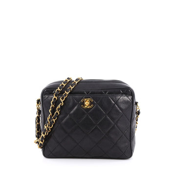 Chanel Vintage Front Pocket Camera Bag Quilted Lambskin Small Black