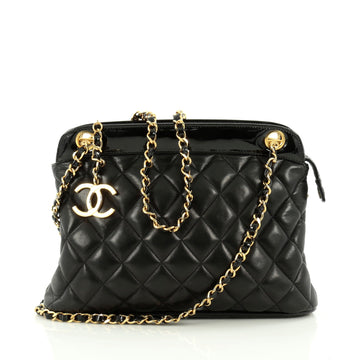 Chanel Vintage Zip Chain Shoulder Bag Quilted Leather with Patent Medium