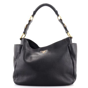 Prada Side Pocket Zip Hobo Vitello Daino Large