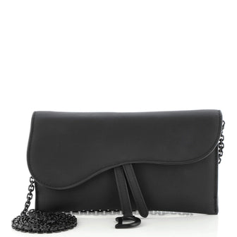 Christian Dior Ultra Matte Saddle Chain Wallet Leather
