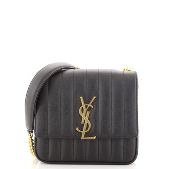 Saint Laurent Vicky Crossbody Bag Vertical Quilted Grainy Leather Medium