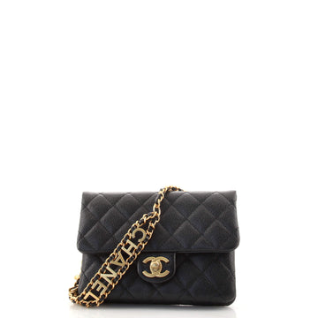 Chanel Pick Me Up Logo Chain Belt Bag Quilted Caviar