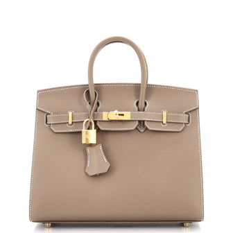 Hermes Birkin Sellier Bag Grey Epsom with Gold Hardware 25