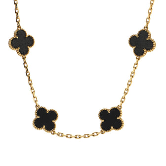 Van Cleef & Arpels Vintage Alhambra 10 Motifs Necklace 18K Yellow Gold and Onyx