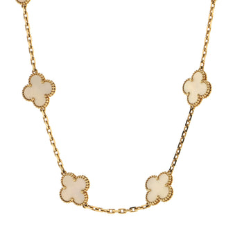 Van Cleef & Arpels Vintage Alhambra 10 Motifs Necklace 18K Yellow Gold and Mother of Pearl