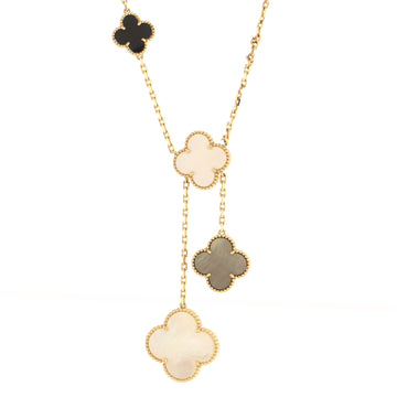 Van Cleef & Arpels Magic Alhambra 6 Motifs Necklace 18K Yellow Gold and Mother of Pearl with Onyx