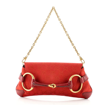 Gucci Horsebit Chain Clutch GG Canvas with Leather Medium