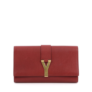 Saint Laurent Chyc Clutch Leather Red