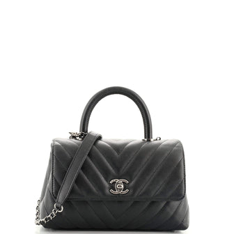 Chanel Coco Top Handle Bag Chevron Caviar Mini