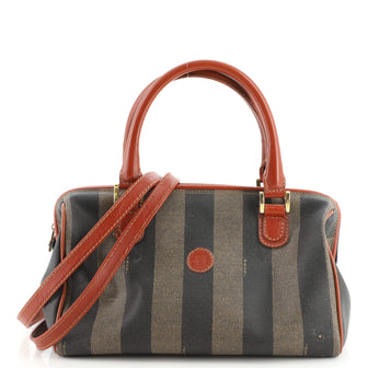 Fendi Vintage Pequin Convertible Boston Bag Coated Canvas Medium