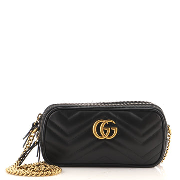 Gucci GG Marmont Triple Zip Chain Bag Matelasse Leather Mini