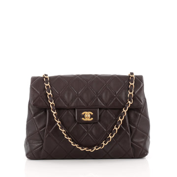 Chanel Vintage Pleated Chain Flap Bag Quilted Calfskin Large