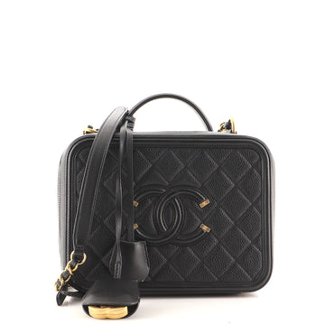 Chanel Filigree Vanity Case Quilted Caviar Medium