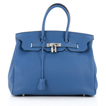 Hermes Birkin Handbag Blue Togo with Palladium Hardware 35