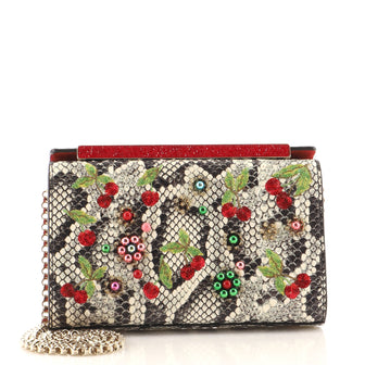 Christian Louboutin Vanite Clutch Crystal Embellished Snakeskin Mini