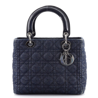 Christian Dior Vintage Lady Dior Bag Cannage Quilt Denim Medium