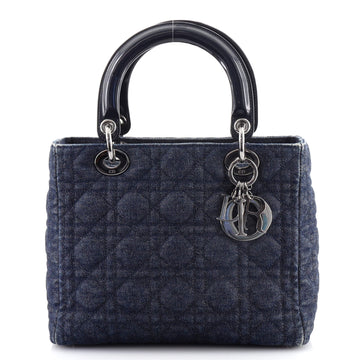 Christian Dior Vintage Lady Dior Bag Cannage Quilt Denim Medium