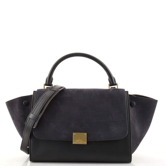 Celine Trapeze Bag Crocodile Embossed Nubuck Small