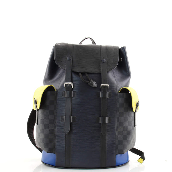 louis vuitton christopher damier graphite blue backpack Louis Vuitton Christopher Backpack Epi Leather with Damier Graphite PM Black 1580521