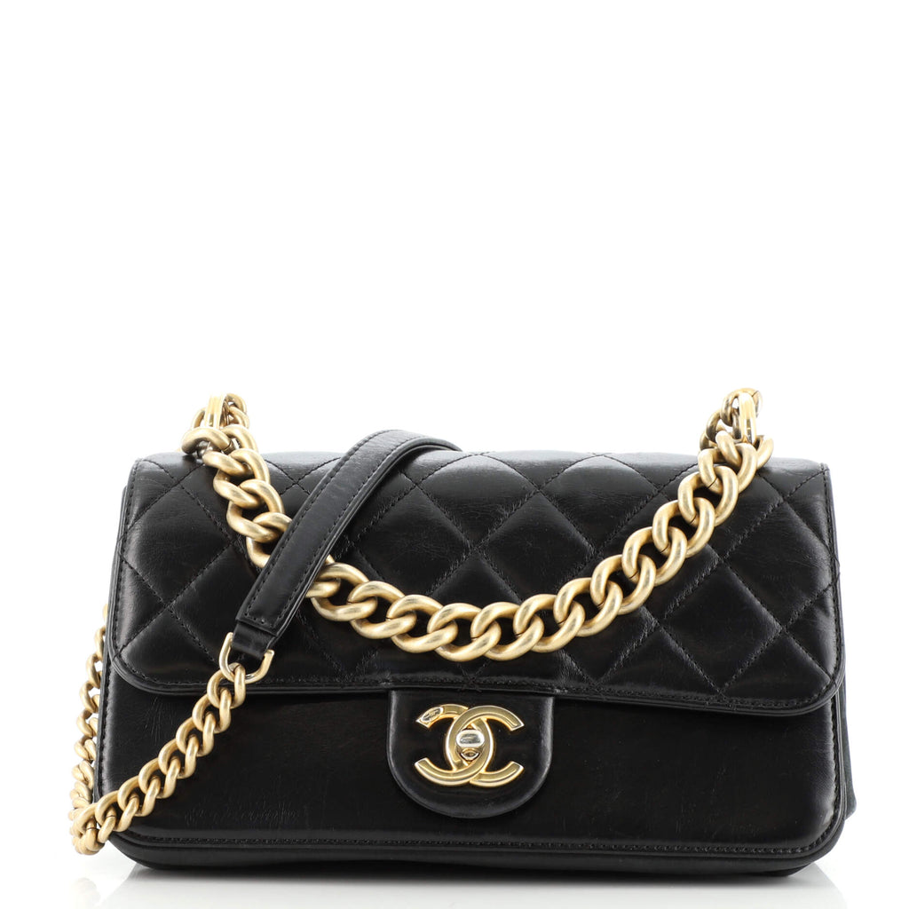 Chanel Paris-Cosmopolite Straight Lined Flap Bag Quilted Aged