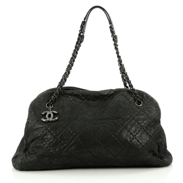 Chanel Just Mademoiselle Handbag Quilted Iridescent Leather Maxi
