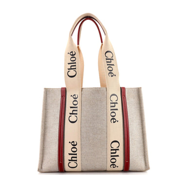 Chloe Woody Tote Canvas with Leather Medium