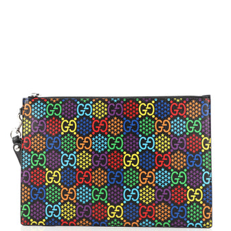 Gucci Wristlet Zip Pouch Psychedelic Print GG Coated Canvas Medium
