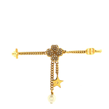 Christian Dior CD Clover Star Charm Bracelet Metal with Crystals and Faux Pearl