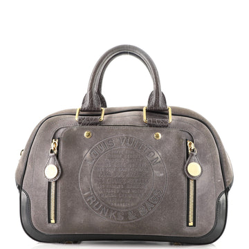 Louis Vuitton Havane Stamped Trunk Bowler Bag Suede PM