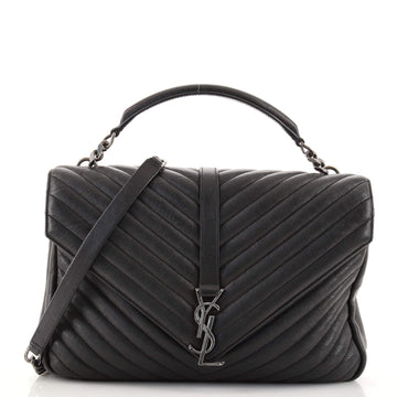 Saint Laurent Classic Monogram College Bag Matelasse Chevron Leather Large