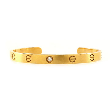 Cartier Love 1 Diamond Cuff Bracelet 18K Yellow Gold with Diamond