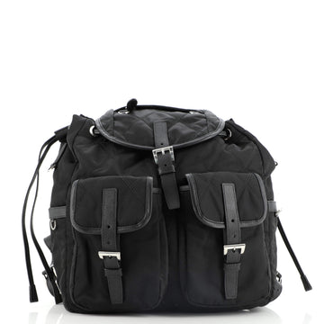 Prada Double Front Pocket Backpack Quilted Tessuto Medium