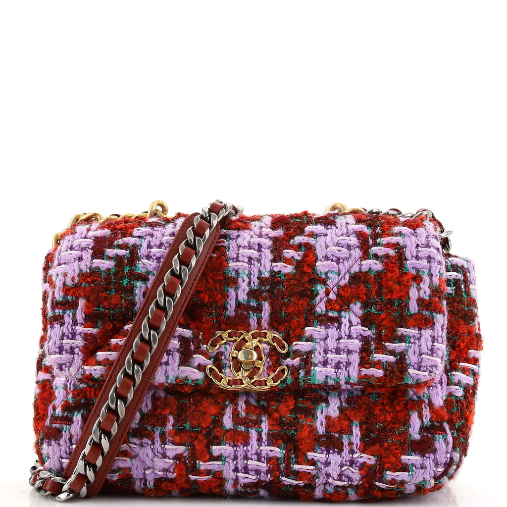 Chanel 19 Flap Bag Quilted Tweed Medium Multicolor 1581511