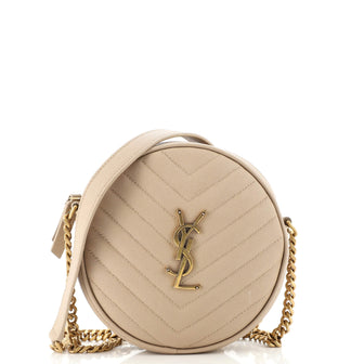 Saint Laurent Vinyle Round Camera Bag Matelasse Chevron Leather