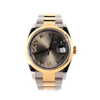 Oyster Perpetual Datejust Automatic Watch Stainless Steel and Yellow Gold with Diamond VI and IX Numerals 36