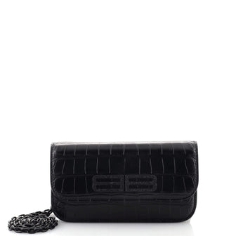 Balenciaga Gossip Wallet on Chain Crocodile Embossed Leather