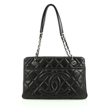 Chanel Timeless CC Shopping Tote Quilted Caviar Medium Black