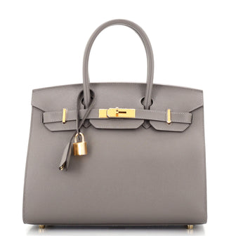 Hermes Birkin Sellier Bag Grey Epsom with Gold Hardware 30