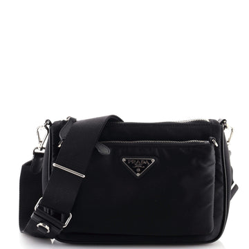 Prada Double Pouch Convertible Crossbody Bag Tessuto Small