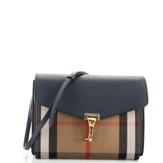 Burberry Macken Crossbody Bag Leather and House Check Canvas Small